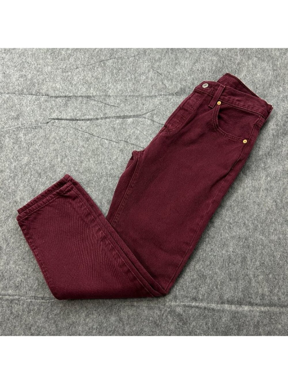 Levi's 501 Original Cropped Jeans Women's Size 28 X 28 Button Fly Big E Wine Red